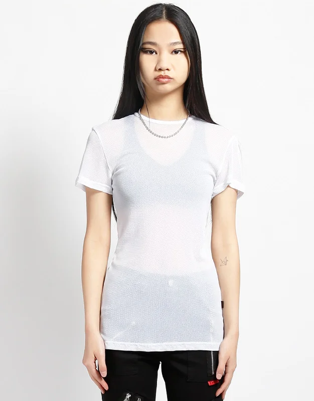 Feminine Charm SHORT SLEEVE FISHNET WHITE