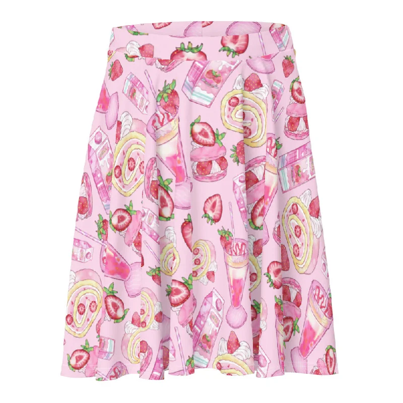 French Retro Strawberry Skater Skirt