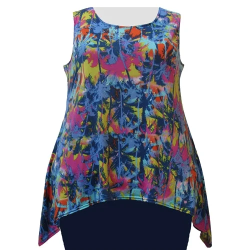 Casual And Comfortable Hawaiian Tropical Shark Bite Hem Tank Top Women's Plus Size Tank Top Casual And Comfortable Hawaiian Tropical Shark Bite Hem Tank Top Women's Plus Size Tank Top