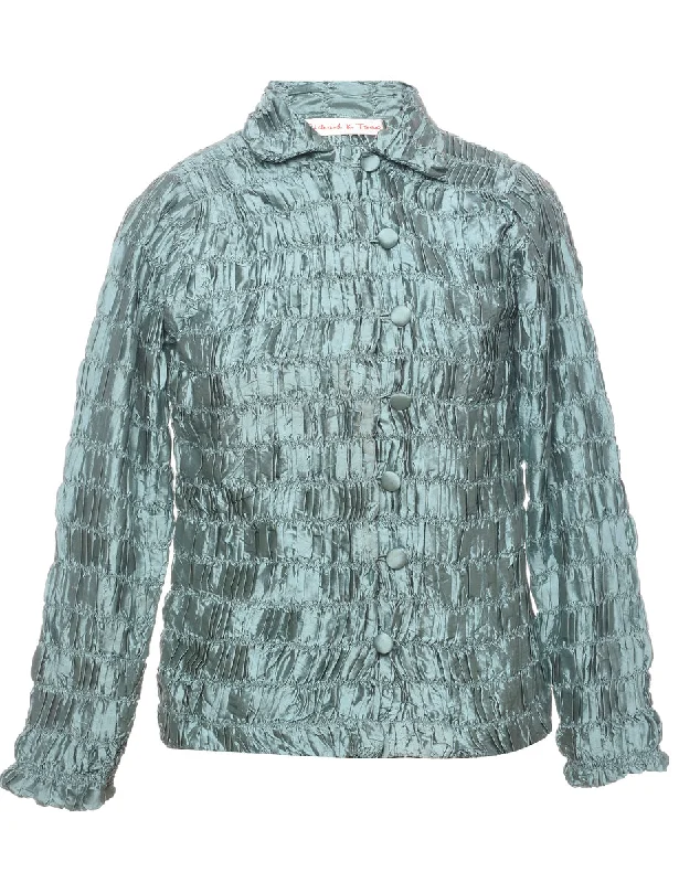 Embroidered Letters Button Front Evening Jacket - M