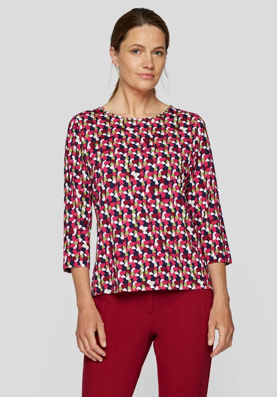 Short Design Rabe Petal Print Top, Fuchsia Multi