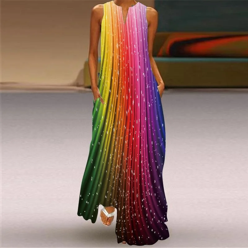 Sexy Fun Fashion Women Face Print Loose Long Maxi Dresses