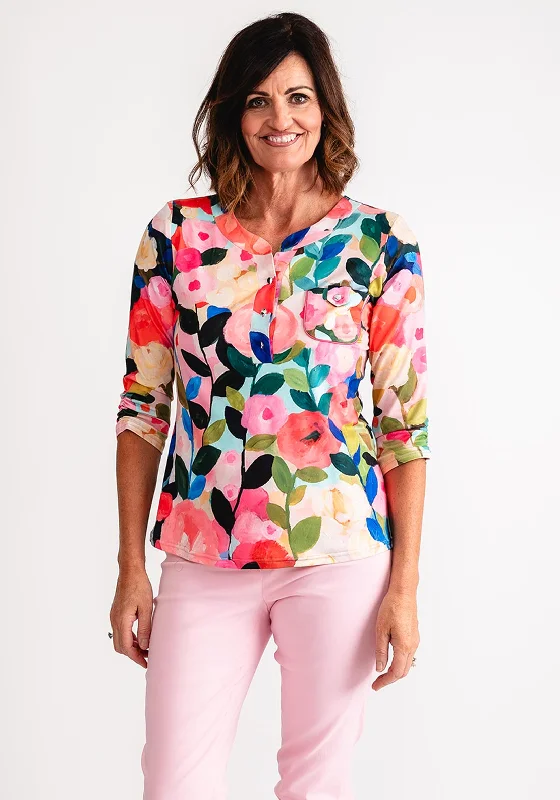Urban Sense Leon Collection Floral Print Top, Multi