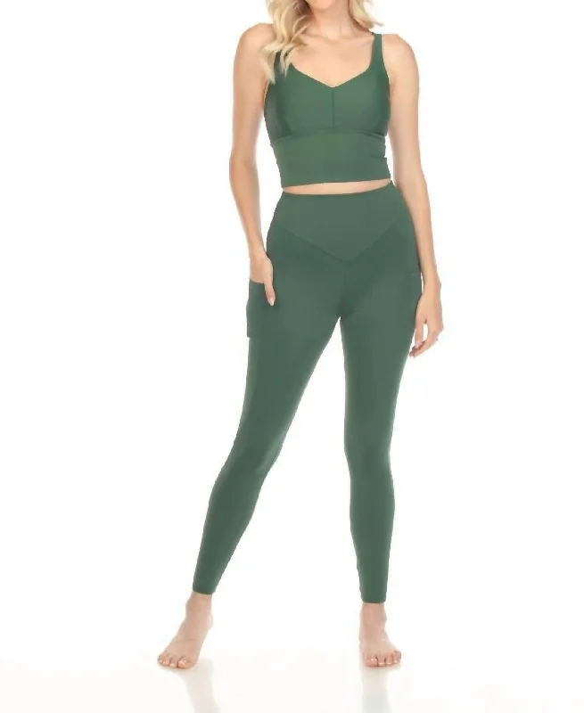 Trendy And Casual Yolanda Yoga Leggings In Forest Green
