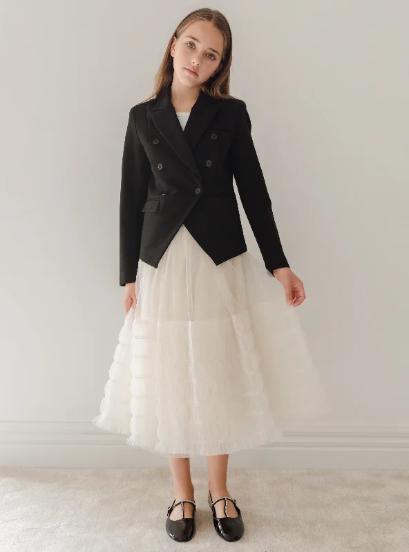 Fashionable Items 3092-Cream Smocked Tulle Skirt
