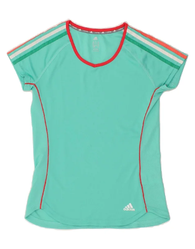Warm And Comfortable ADIDAS Womens Climalite T-Shirt Top UK 8/10 Small Turquoise Polyester