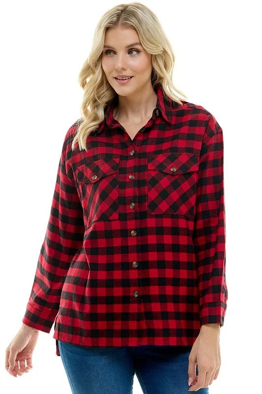 British Fashion Ladies oversize Plaid Shirts