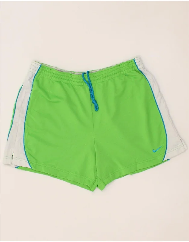 British Fashion NIKE Womens Sport Shorts US 12/14 Large  Green Colourblock Polyester