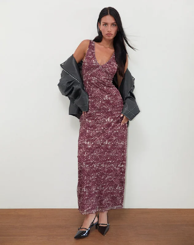 High Street Style Vatika Maxi Dress in Abstract Leo Spot