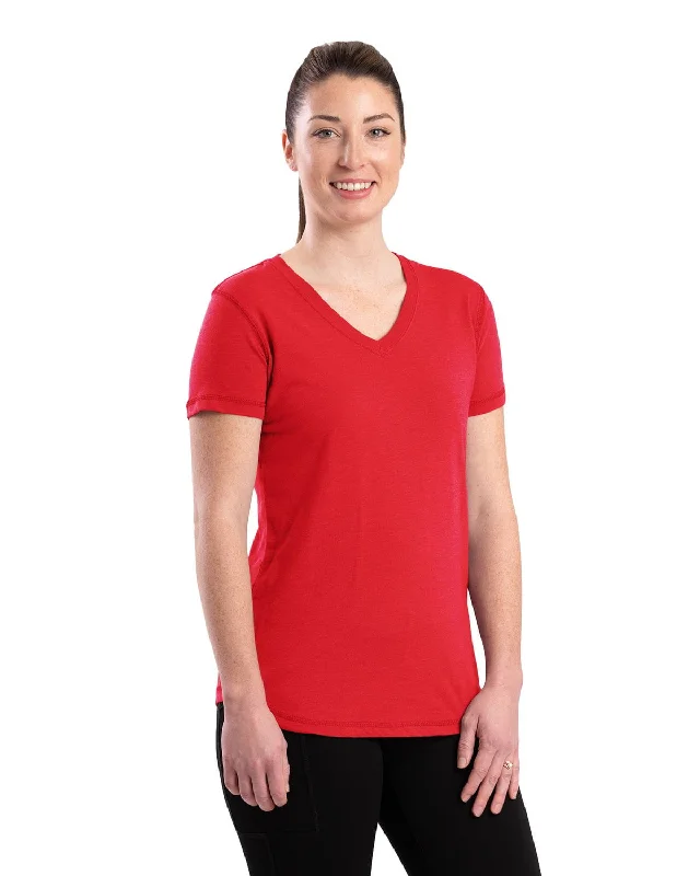 Unique Design Berne Womens Performance V-Neck Tomato Cotton Blend S/S T-Shirt