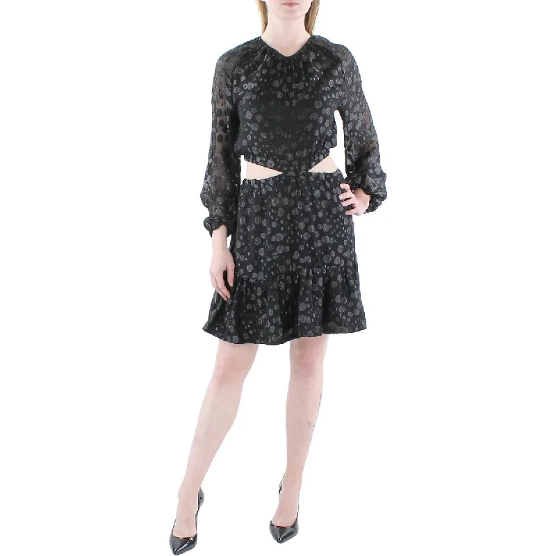 Designer Style Aqua Womens Sabina Chiffon Cut-Out Mini Dress