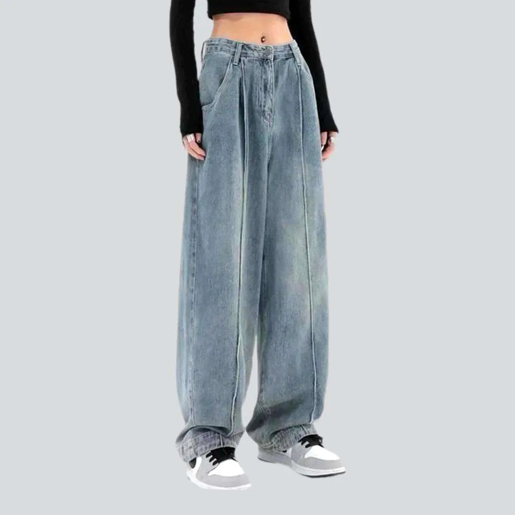 French Style Vintage front seams jeans
 for women
