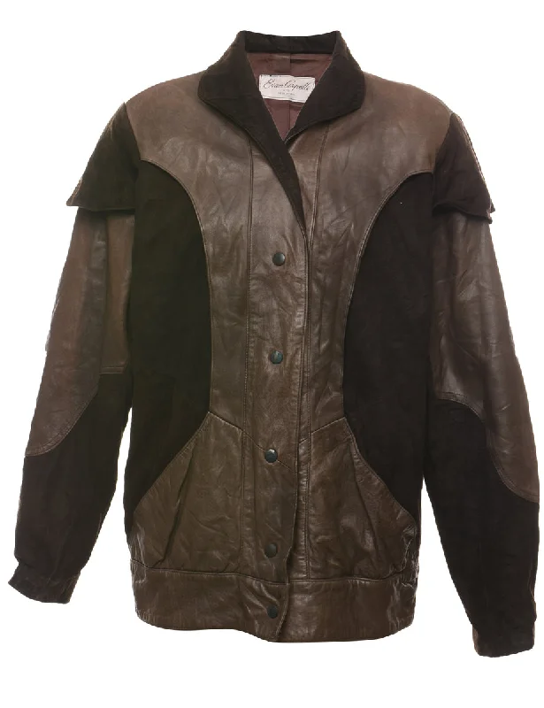 Denim Design Dark Brown Suede & Leather Jacket - L