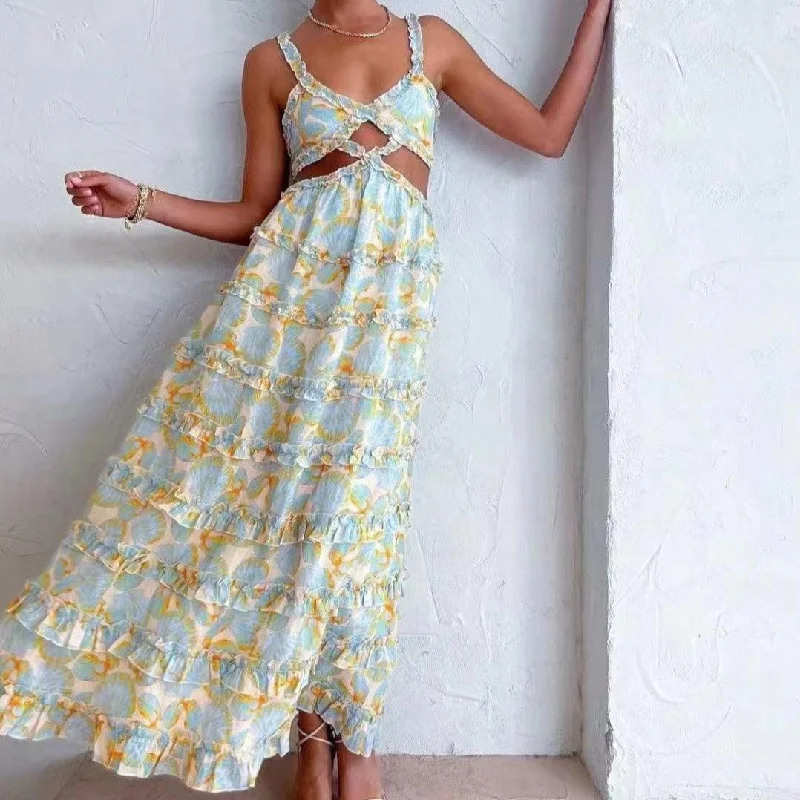 High-end Design KittenAlarm - Hannah Sleeveless Ruffle Maxi Dress