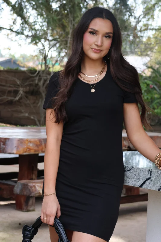 Simple And Comfortable One Way Ticket Mini Dress In Black