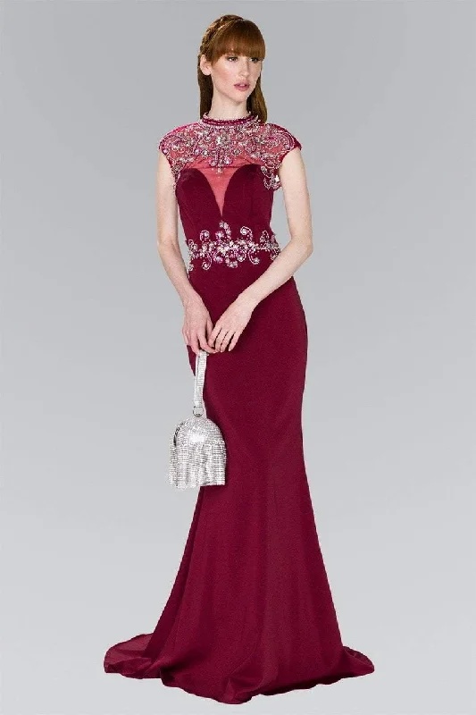 Versatile Items Elizabeth K - GL2426 Cap Sleeve Bejeweled High Neck Trumpet Gown