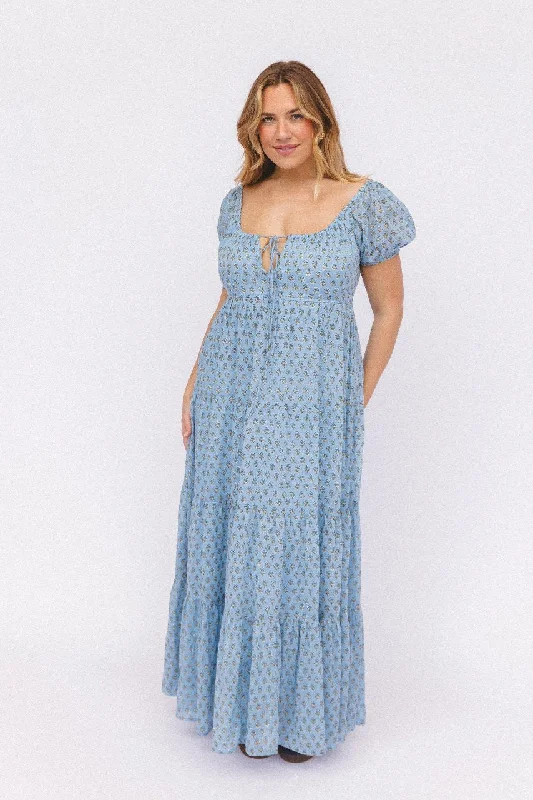 Luxury And Elegant Sita Maxi Dress ~ Bluebell