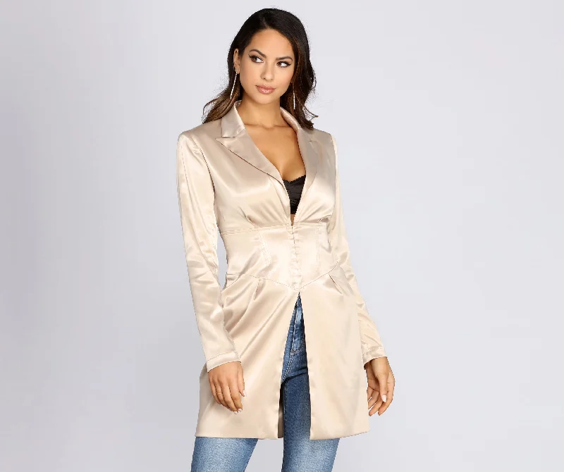 Cute Style Ever So Chic Satin Trench