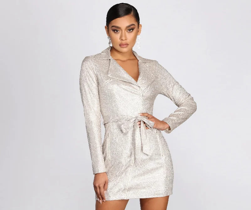 Carefree Dazzling Doll Glitter Trench Dress