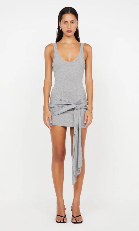 College Style KODY RIB MINI DRESS - GREY MARLE
