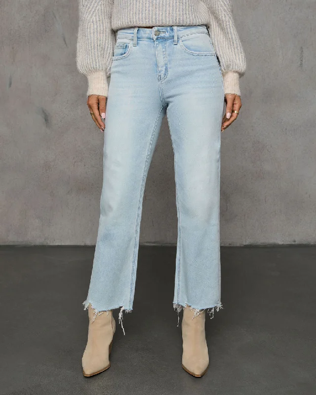 Youthful Jalena Mid Rise Raw Hem Straight Leg Denim