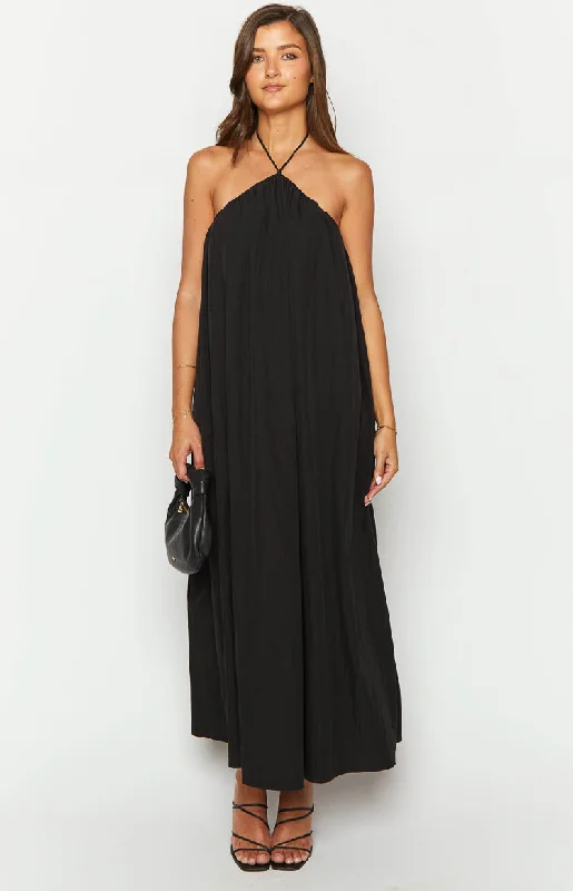Sports And Leisure Ziggy Black Halter Neck Maxi Dress
