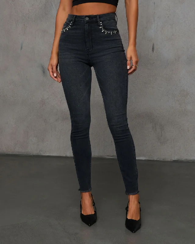 Advanced Customization Strapped In High Rise Embellishment Skinny Jeans