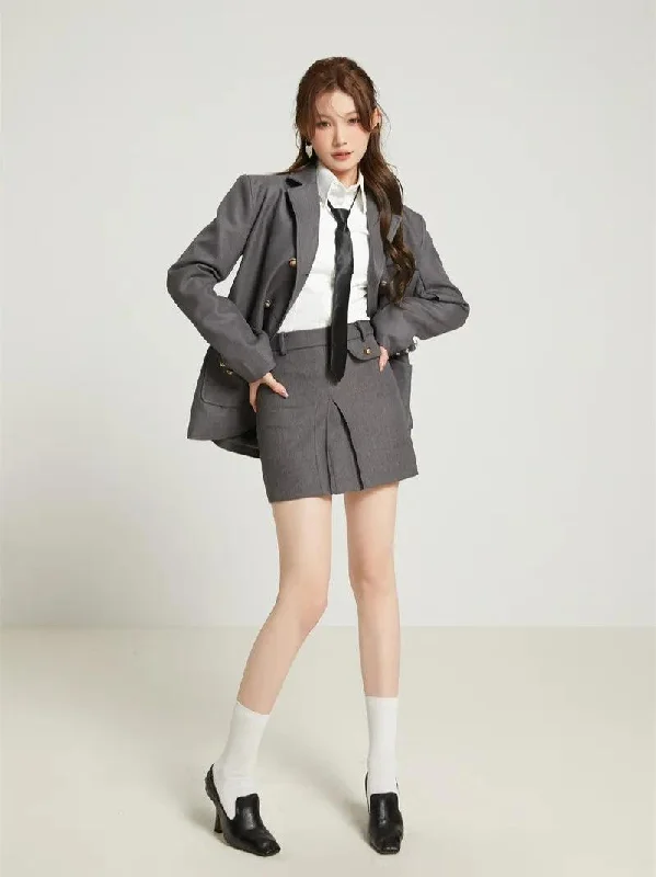 Fashionable Items College Style Skirt, Blazer & Shirt Set