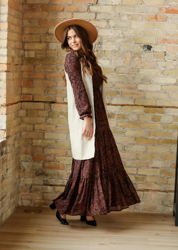 Fresh And Natural Aurora Vintage Floral Long Sleeve Maxi Dress