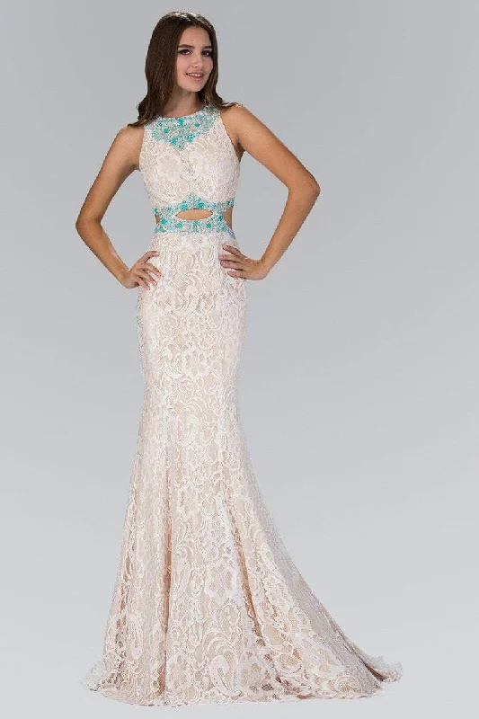 Fashionable Items Elizabeth K - GL1403 Jewel Neckline with Cutouts Lace Gown
