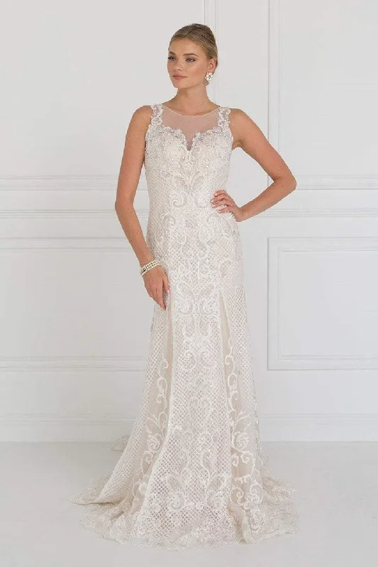 French Style Elizabeth K Bridal - GL1588 Sleeveless Scroll Ornate Lattice Sheath Gown French Style Elizabeth K Bridal - GL1588 Sleeveless Scroll Ornate Lattice Sheath Gown