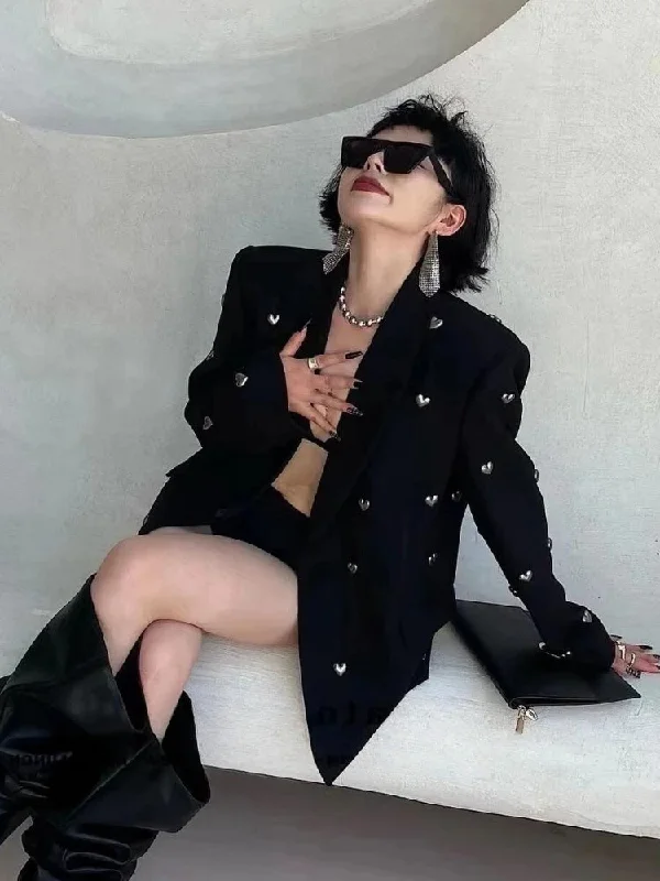 Age-reducing Style Silver Hearts Blazer