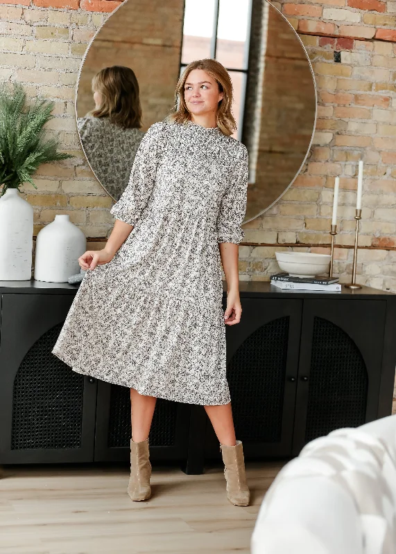 Body Design Isla Ruffle Detail 3/4 Sleeve Midi Dress