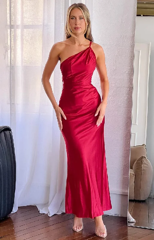 French Retro Tina Red Formal Maxi Dress