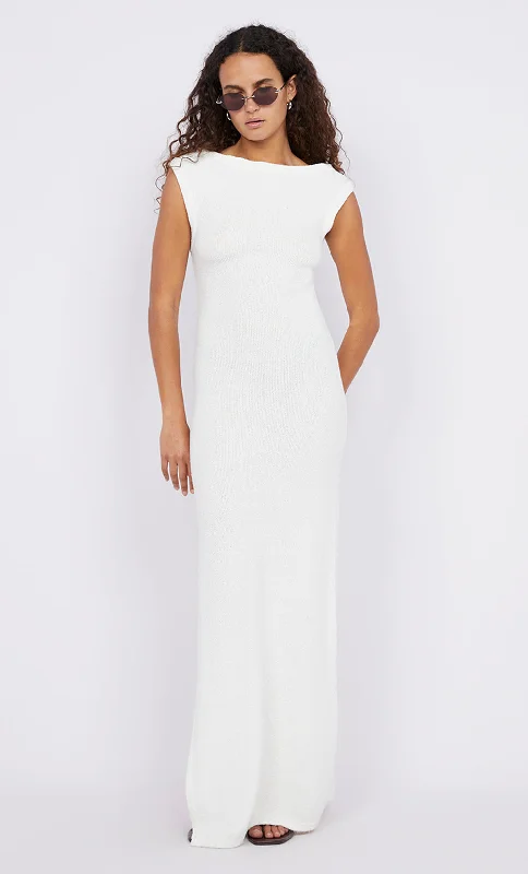 Relaxed And Casual MARTHA ASYM MAXI DRESS - WHITE