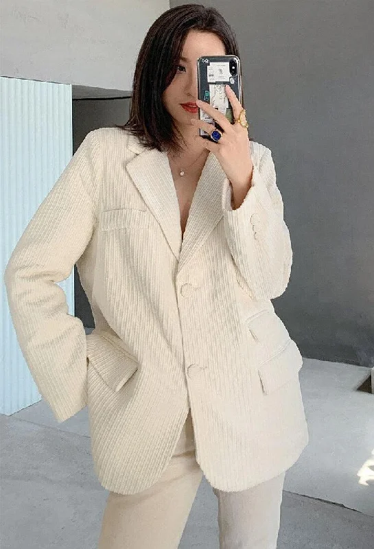 Comfortable Design Light Academia Corduroy Blazer