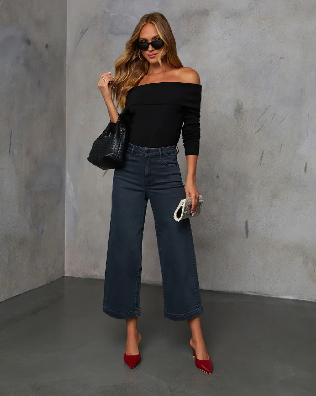 Classic And Versatile Stick With Me High Rise Cropped Wide Leg Jeans