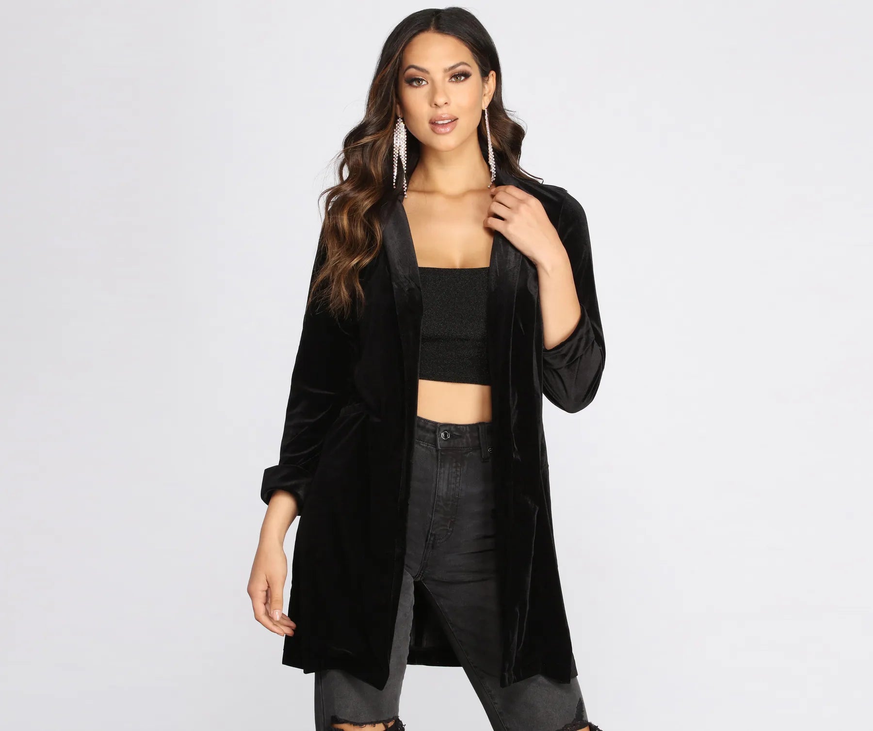Sports Design Oversized Luxe Velvet Blazer