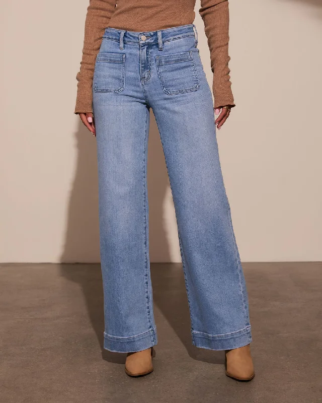 Fresh And Natural Rugged Charm High Rise Wide Leg Jeans