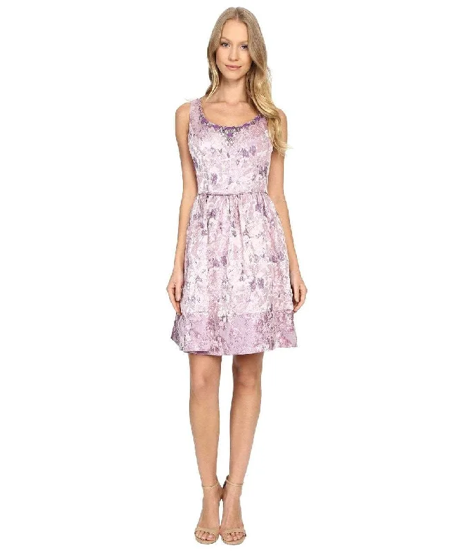 Elegant Temperament Adrianna Papell - 41919570 Metallic Jacquard  Floral Cocktail Dress