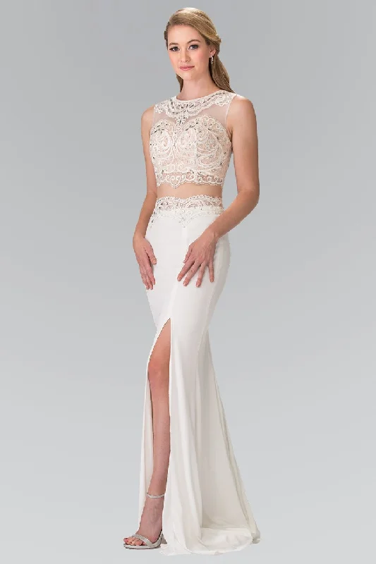 Diamond Series Elizabeth K - GL2373 Two-Piece Beaded Lace Top Evening Gown