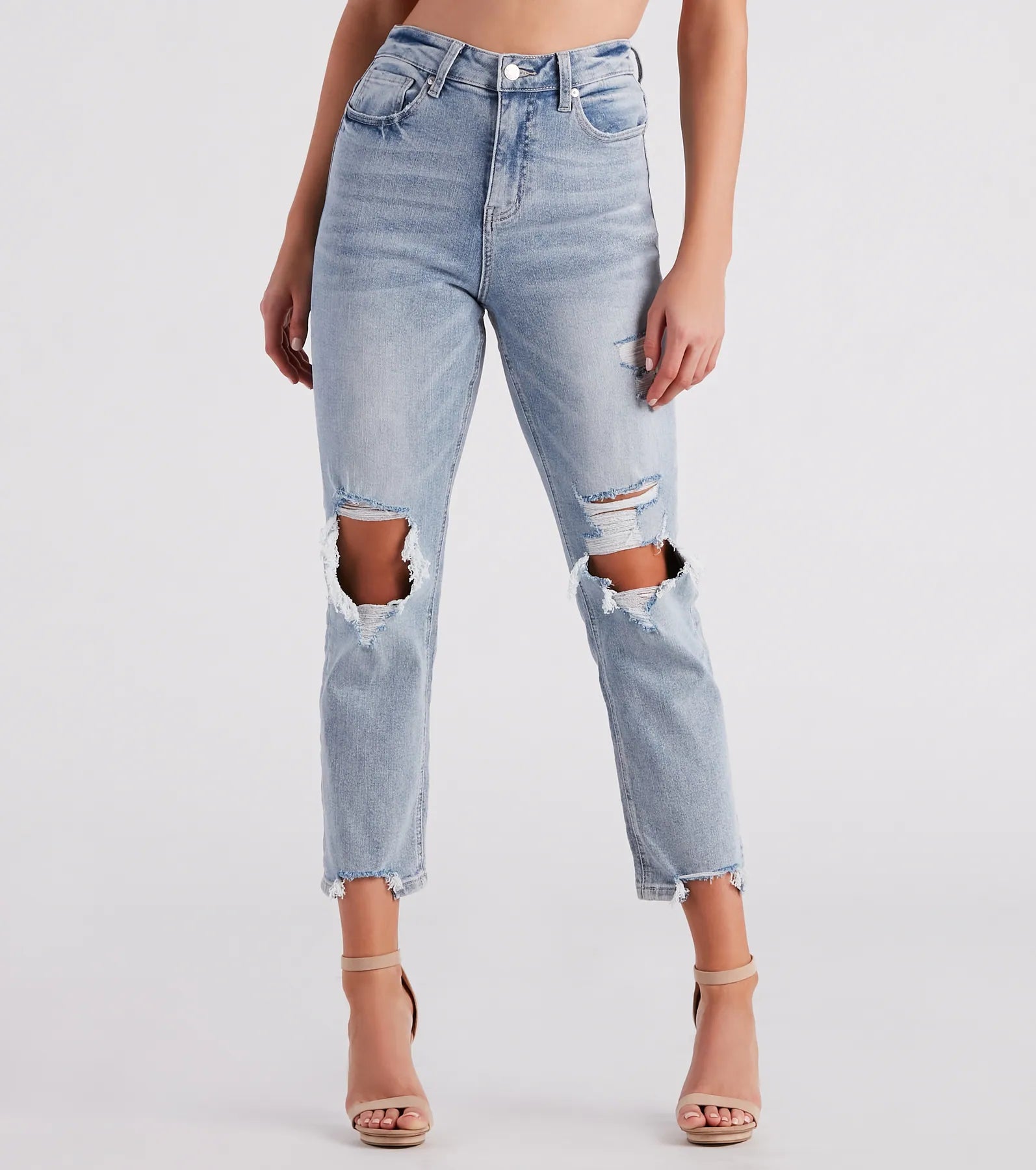 Unique Design High-Rise Straight Cropped Jeans by Windsor Denim