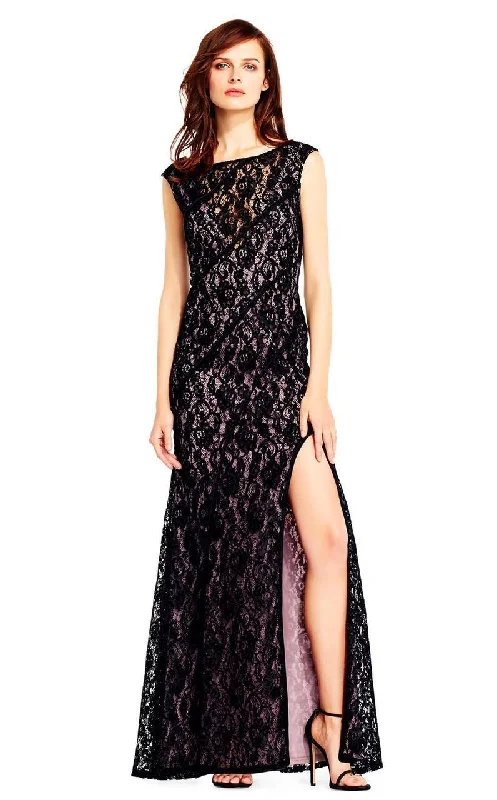 Fresh And Natural Aidan Mattox - MD1E201455 Illusion V-Neck Floral Lace Evening Gown