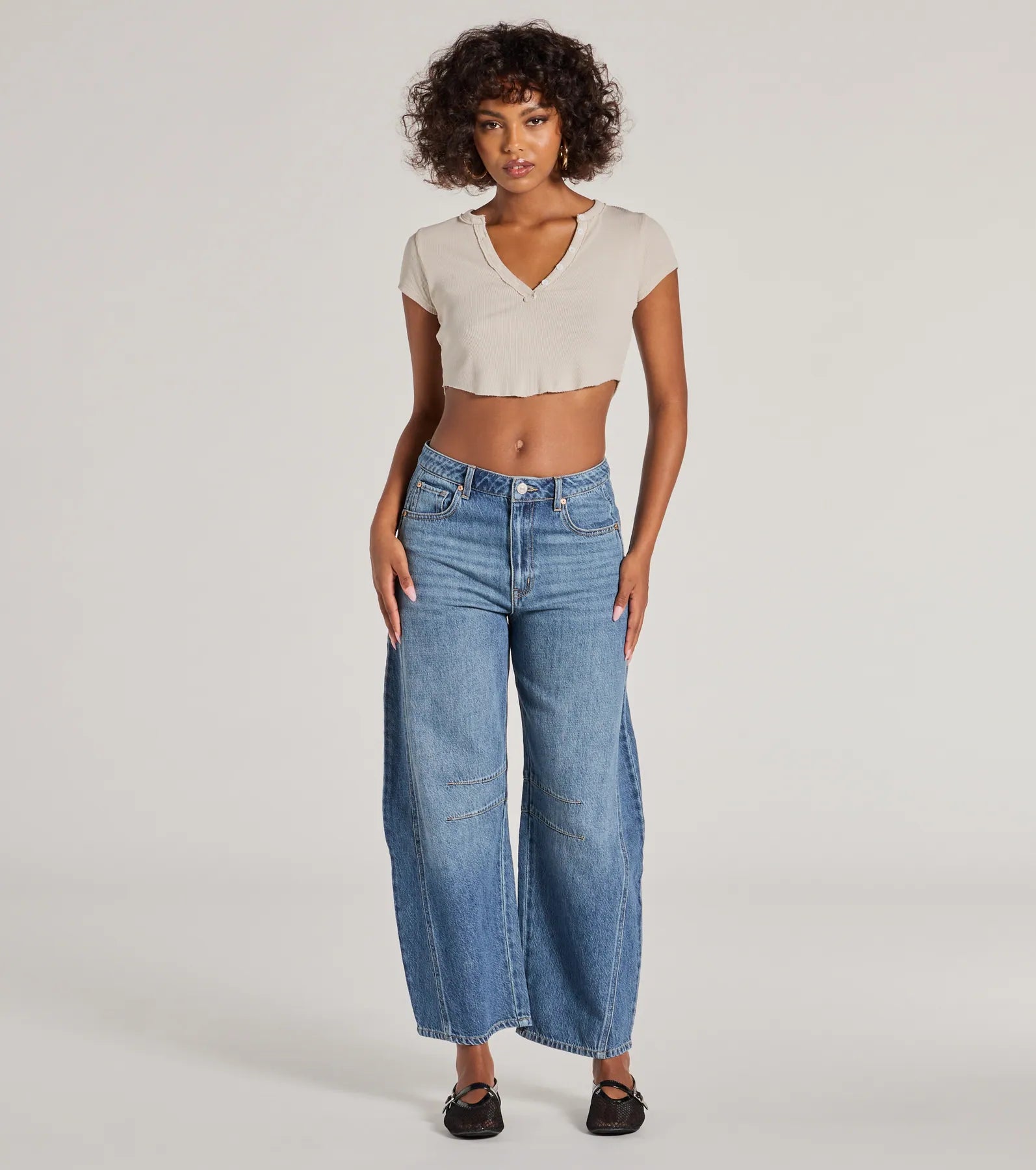 Casual Street The Classic Mid-Rise Barrel Leg Denim Jeans