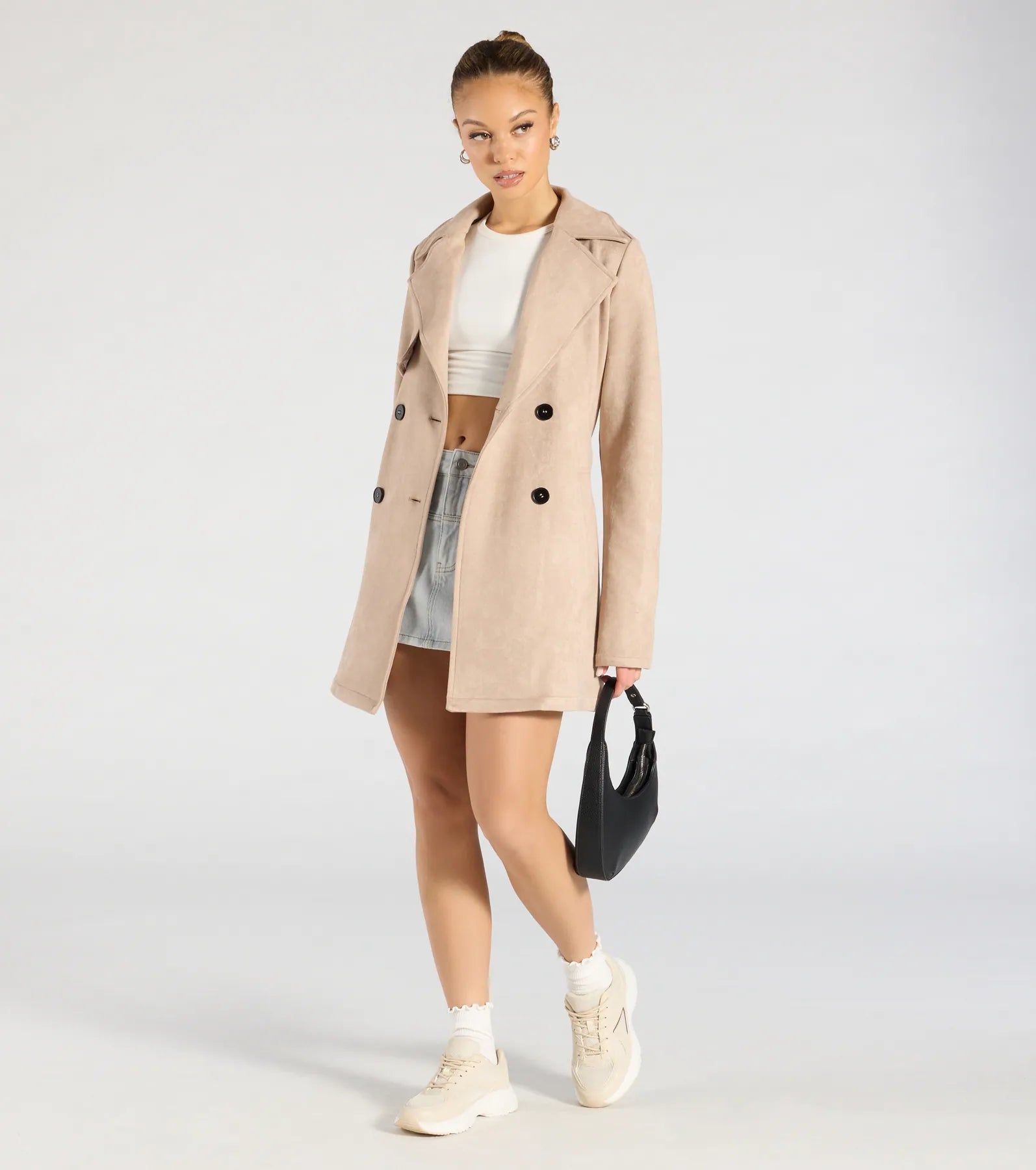 Sweet Style Eye For Style Belted Faux Suede Trench Coat