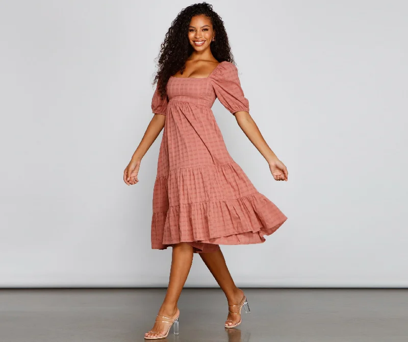 Casual Street Sweet Beauty Stylish A-Line Midi Dress
