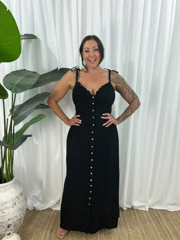 Classic And Versatile Fiona Maxi Dress - Black