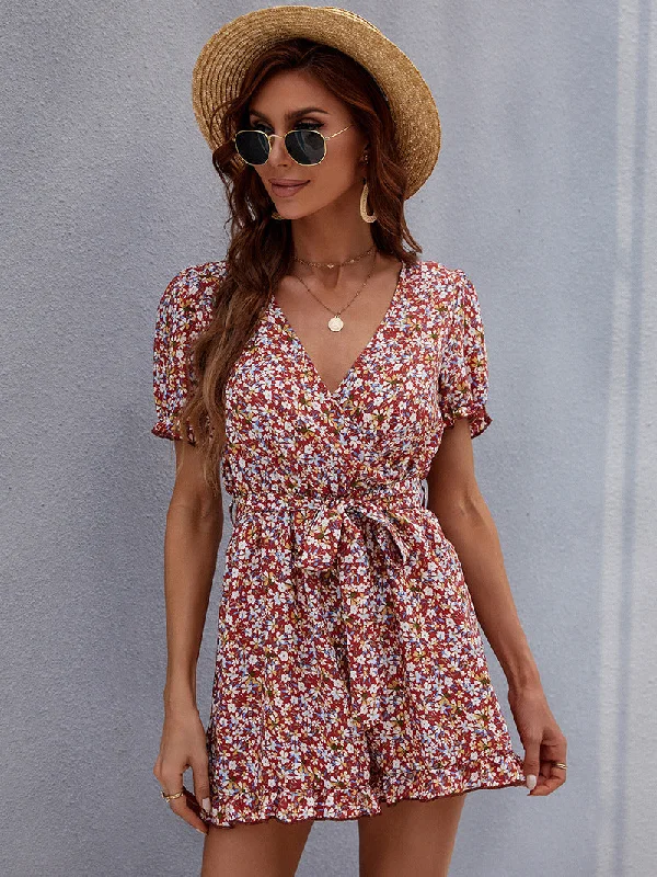 Comfortable Design Snider Printed Button Down Babydoll Dress