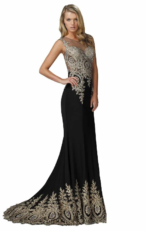 Relaxed And Casual Elizabeth K - GL2166-1 Beaded Lace Applique Embellished Gown