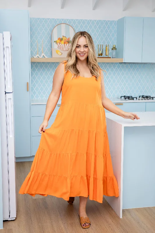 British Fashion Ronnie Maxi Dress in Orange